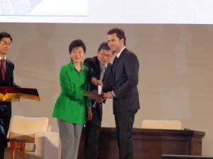 Avila was given the top mathematics award by South Korean president Park Geun-Hye